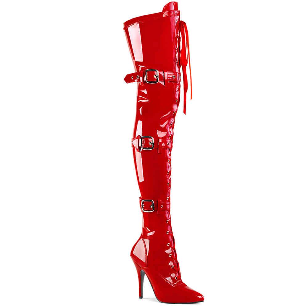 Pleaser - SEDUCE3028 Overknee Laarzen - Paaldans schoenen - Rood Product image